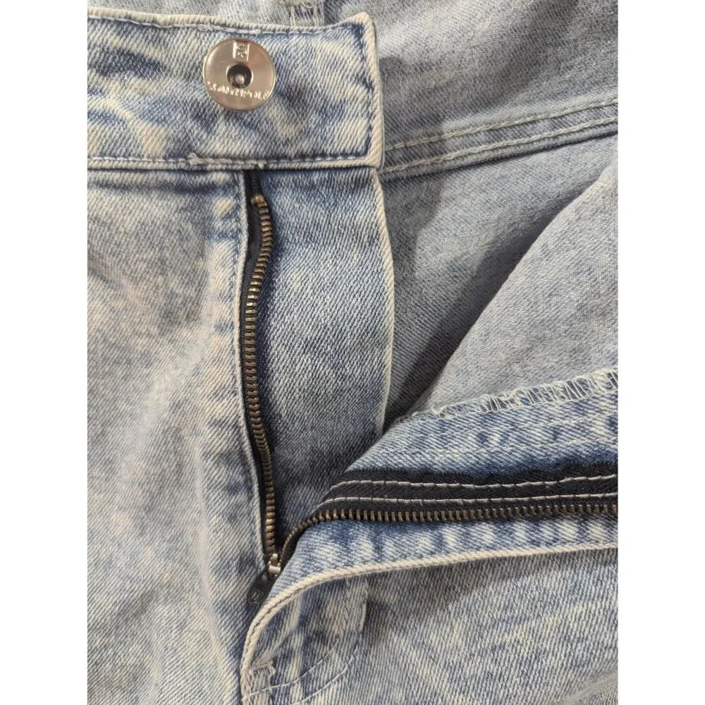 Southpole Denim Biker Shorts Mens 38 Blue Light Wash Slim Fit Moto Distressed